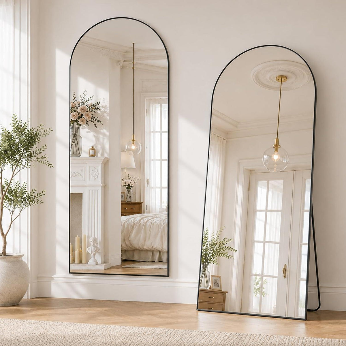 Ganzkörperspiegel 180x75cm Standspiegel Schwarz mit Aluminiumrahmen