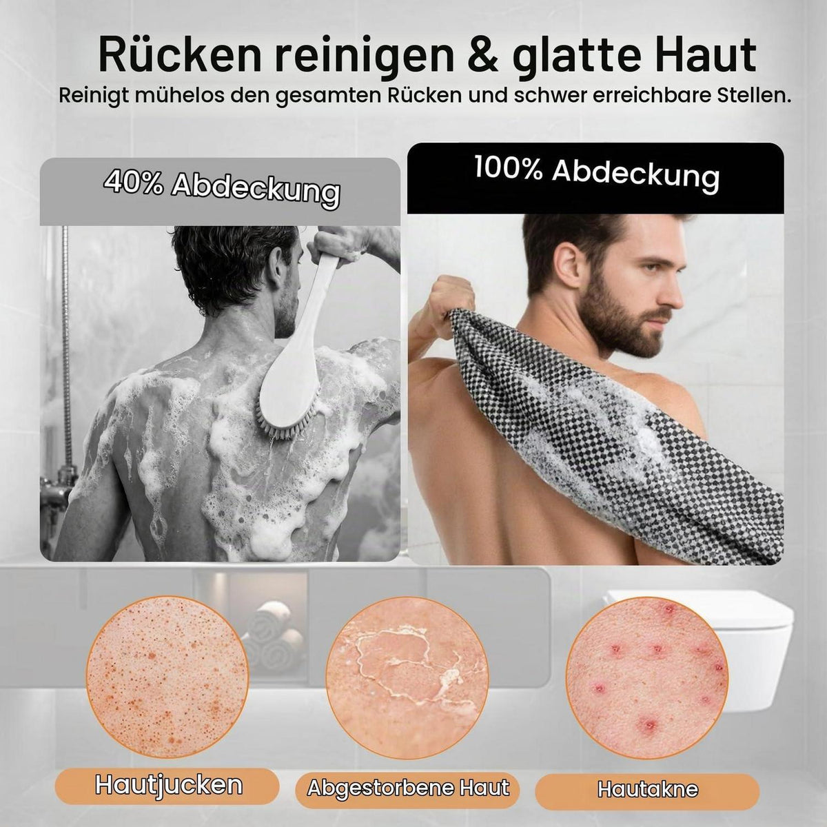 Japanisches Peeling-Handtuch 2 Stück Schwarz