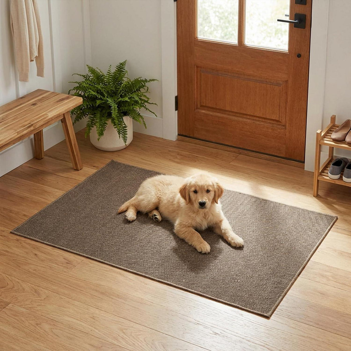 Rutschfeste Fußmatte 90x150 cm – Braun, Saugfähig & Waschbar