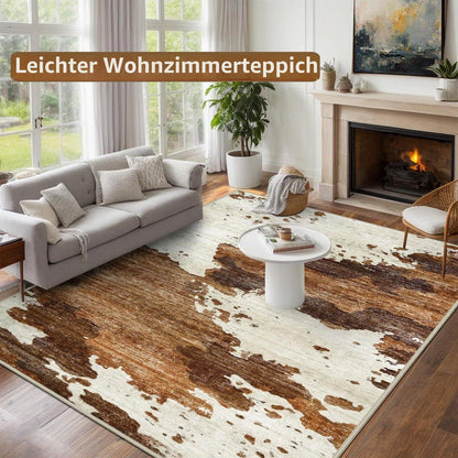 Abstrakter Teppich Braun 160x230cm rutschfest waschbar Kurzflor Kunstwolle