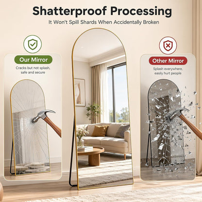 Gewölbter Ganzkörperspiegel mit Aluminiumrahmen – 206 x 105 cm