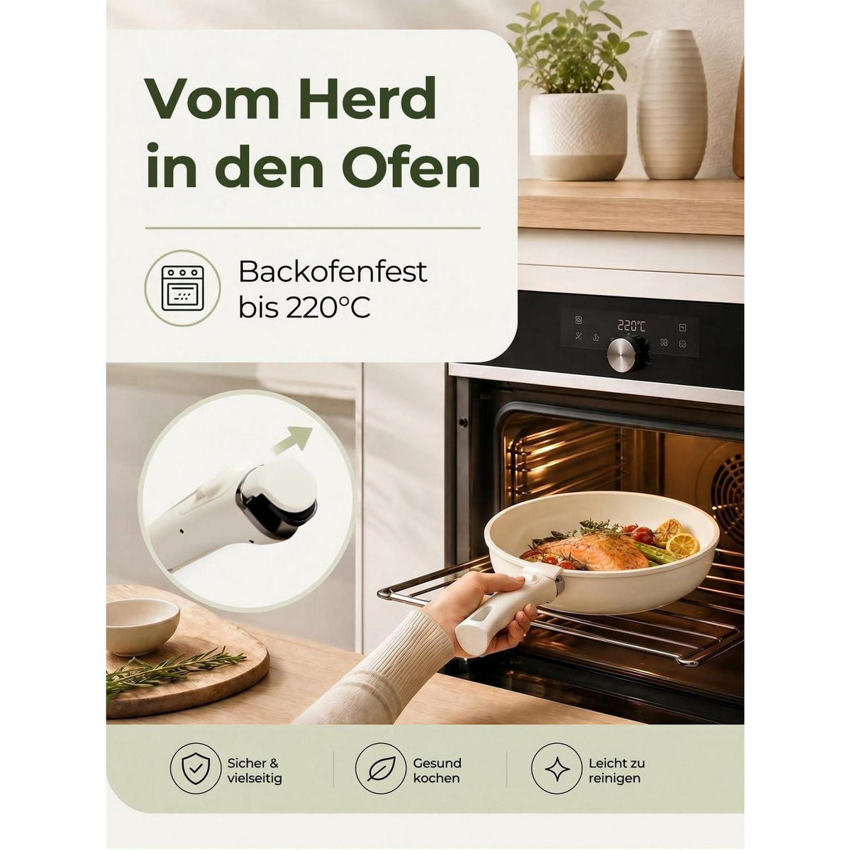 17-teiliges Keramik Topfset mit abnehmbarem Griff – Induktionsgeeignet