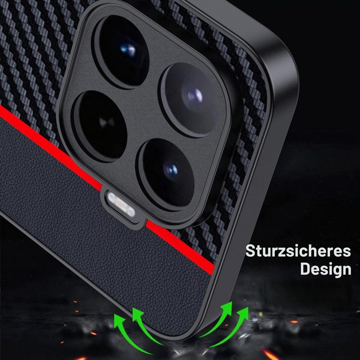 Xiaomi 17T Pro Hülle: Wasserdicht, Stoßfest & Kohlefaser Rot/Schwarz