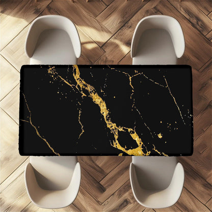Wasserdichte Tischdecke Rechteckig 140x80 Schwarz Gold Marmor