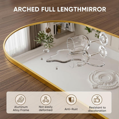 Gewölbter Ganzkörperspiegel mit Aluminiumrahmen – 180x66cm