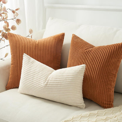 Herbst Kissenbezüge 80x80 Karamell Orange 2er-Set Cord