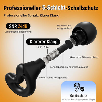 Konzert-Ohrstöpsel mit 22 dB Geräuschreduzierung – Schwarz