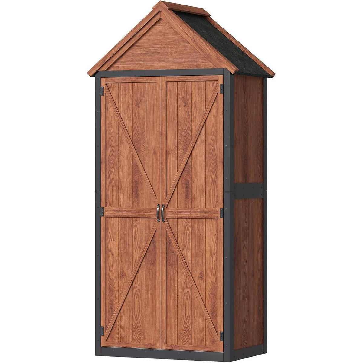 Gartenhaus Holz mit 3 Böden & Asphaltdach – Wetterfester Gartenschrank