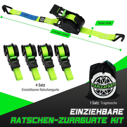 Automatischer Spanngurt 3,6m mit J-Haken (4er-Pack)