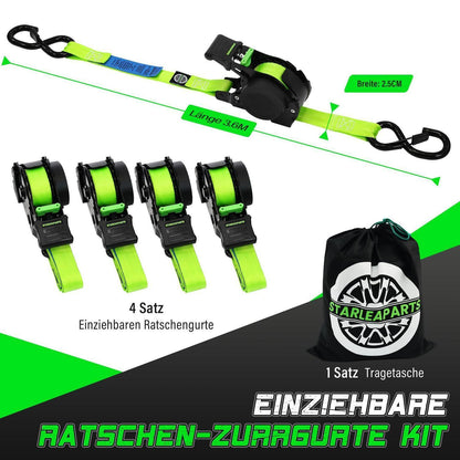 Automatischer Spanngurt 3,6m – Set 4er-Pack mit S-Haken