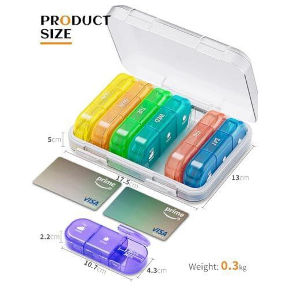 Tablettenbox 21 Fächer – 7 Tage Reise Pillendose (2er Pack)