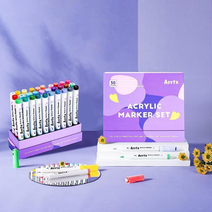 Acrylstifte Set 30 Farben – Pinselspitzen für Steine, Keramik & mehr