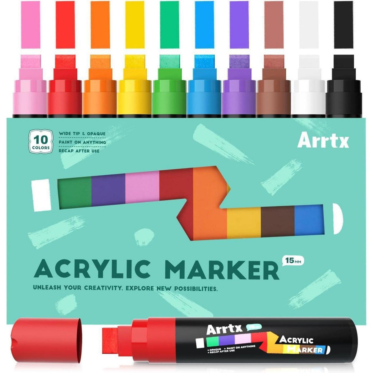 Acryl Marker Set 10 Jumbo Farben – Filzspitze für DIY & Felsmalerei