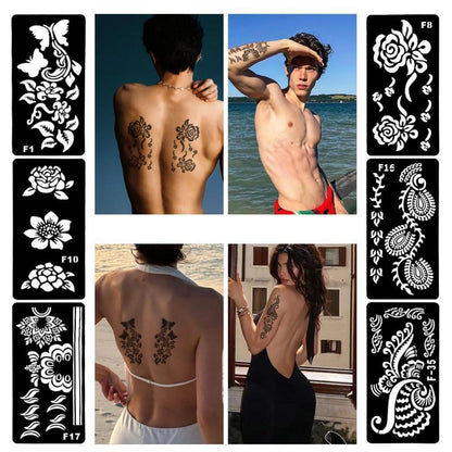 Henna Schablonen Set 20er Pack für Körper & Basteln