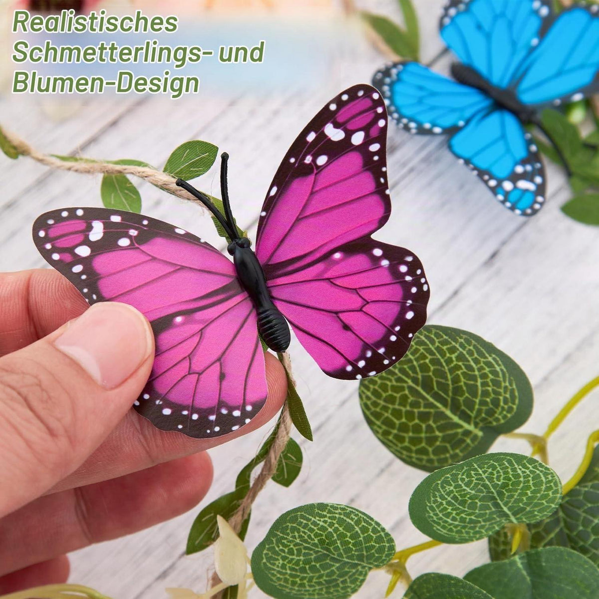 Blumen Girlande mit Schmetterlingen – 2er Set, 2m lang
