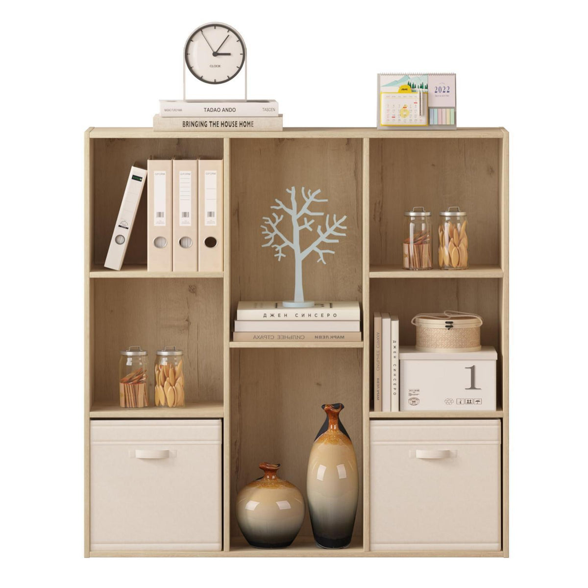 Holz Würfelregal 8 Fächer mit Rückwand – Bücherregal & Raumteiler