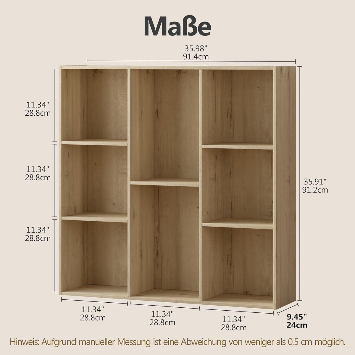 Holz Würfelregal 8 Fächer mit Rückwand – Bücherregal & Raumteiler
