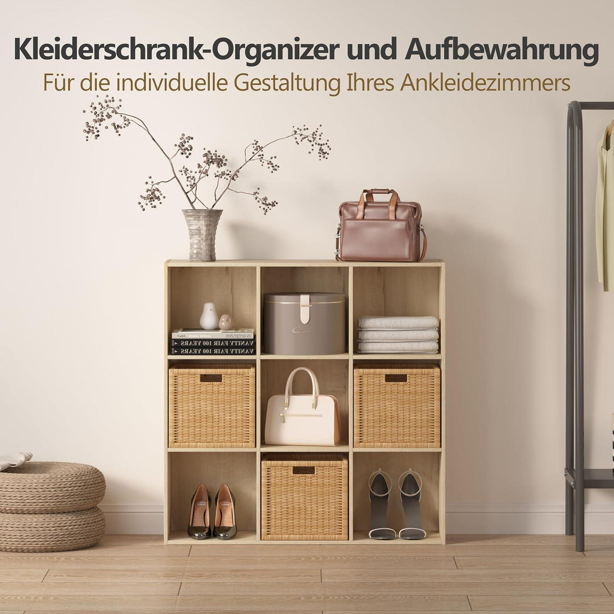 Holz Würfelregal 8 Fächer mit Rückwand – Bücherregal & Raumteiler