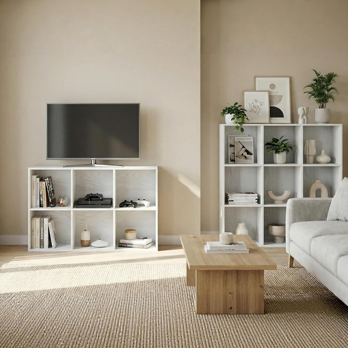 Würfelregal Holz 9 Fächer - Bücherregal & Raumteiler Weiß