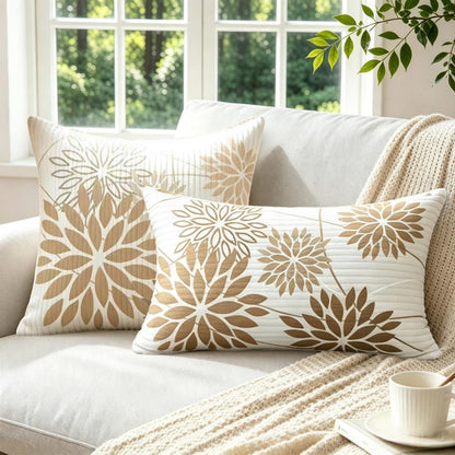 2x Kissenbezug Beige Kordsamt 30x50 cm - Landhaus Deko
