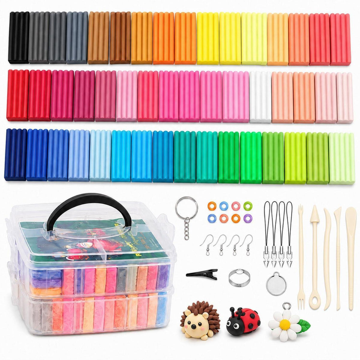 Polymer Clay Set 48 Farben – Modelliermasse für Schmuck & DIY