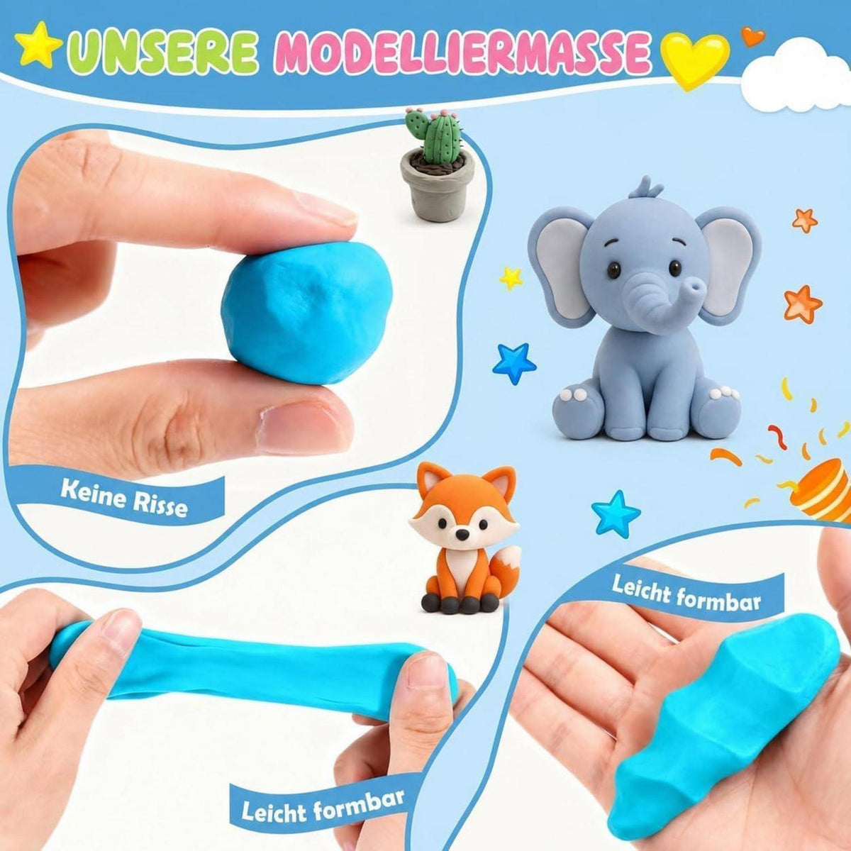 Polymer Clay Set 48 Farben – Modelliermasse für Schmuck & DIY