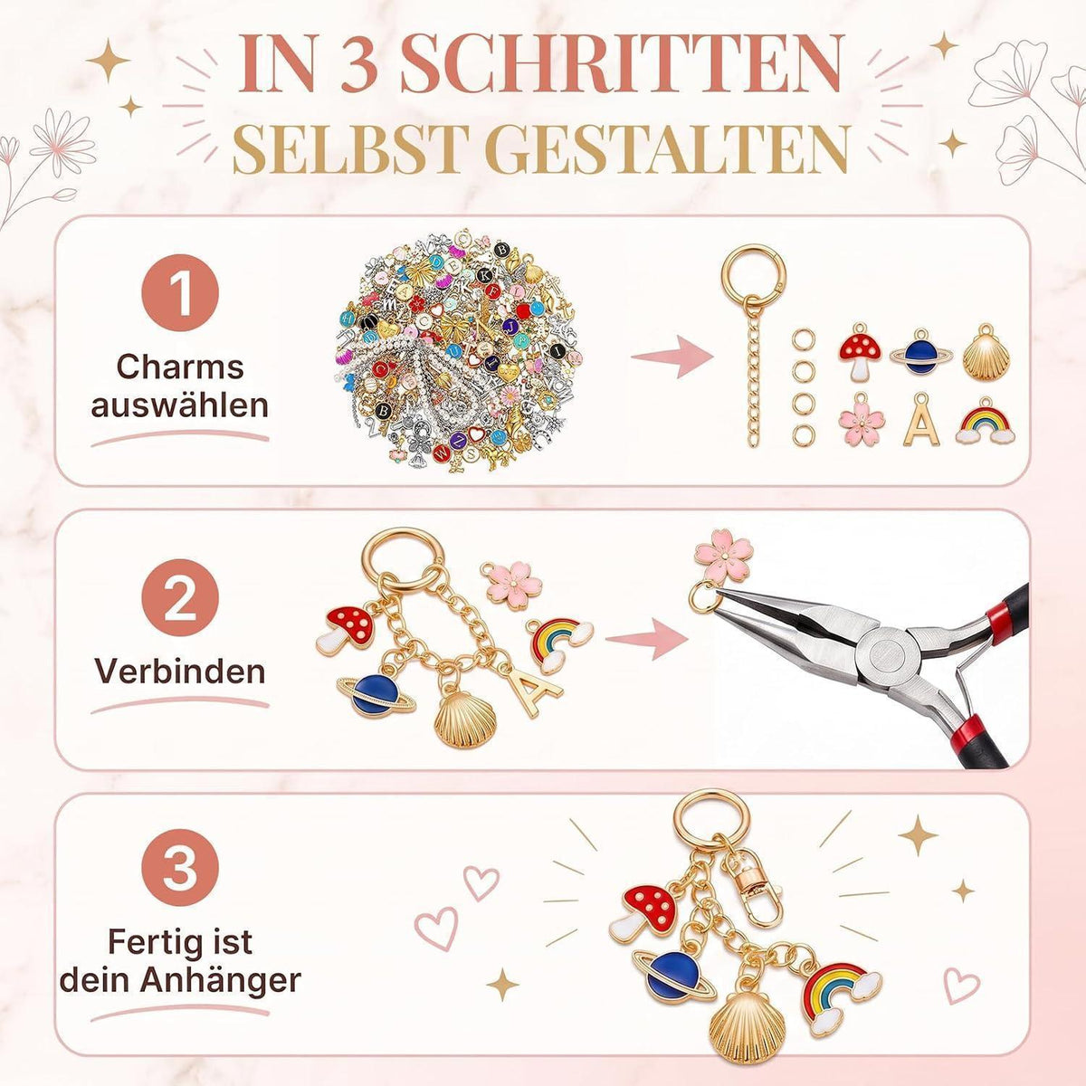 325-teiliges Schmuck Selber Machen Set für Schlüsselanhänger & Taschen