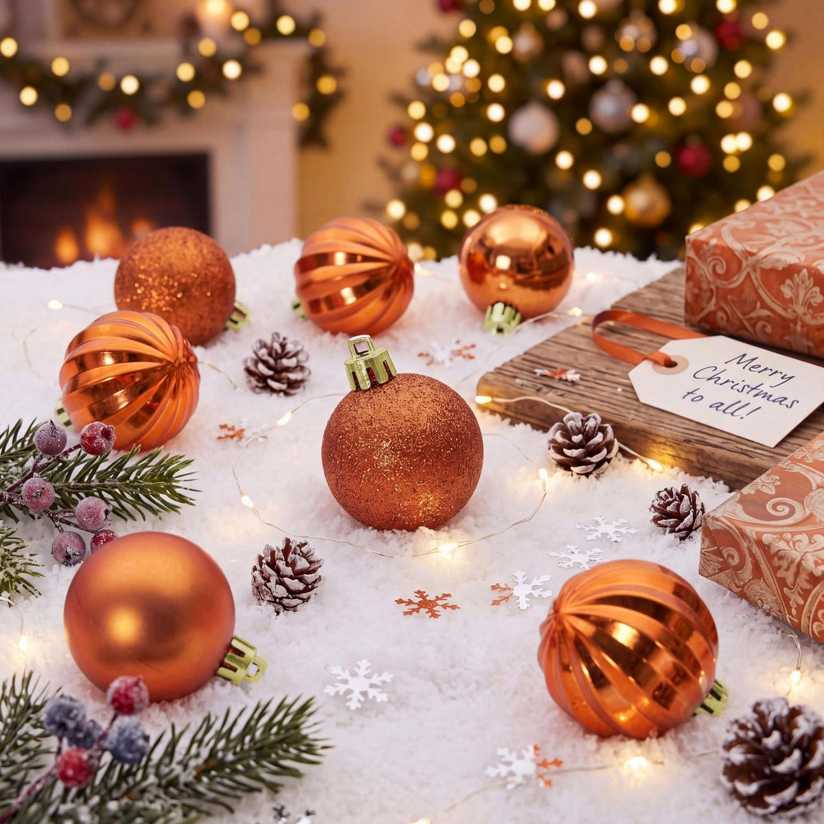 24 Weihnachtskugeln Set, 4cm, Bruchsicher & Dekorativ