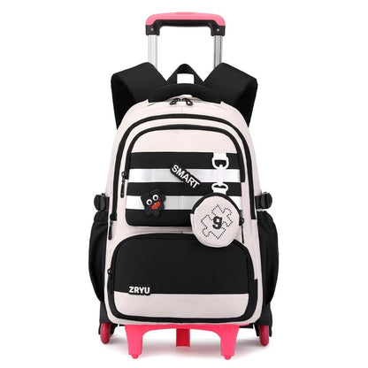 Schultrolley Rucksack Mädchen 3-9 Klasse, Abnehmbar & 6 Räder