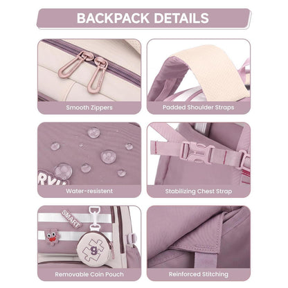 Schultrolley Rucksack Mädchen 3-9 Klasse Lila, Höhenverstellbar