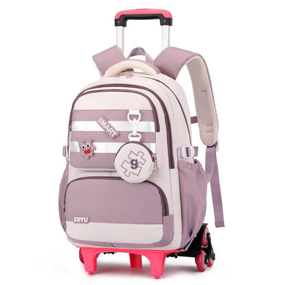 Schultrolley Rucksack Mädchen 3-9 Klasse Lila, Höhenverstellbar