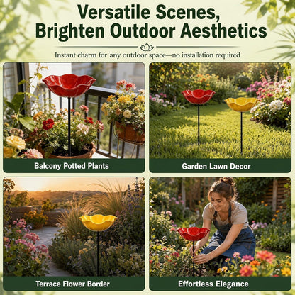 2x Vogeltränke Blume aus Metall – Gartenstecker für Vögel & Insekten