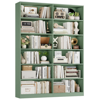 Bücherregal 12 Fächer – Grün, Standregal für Wohnzimmer & Büro