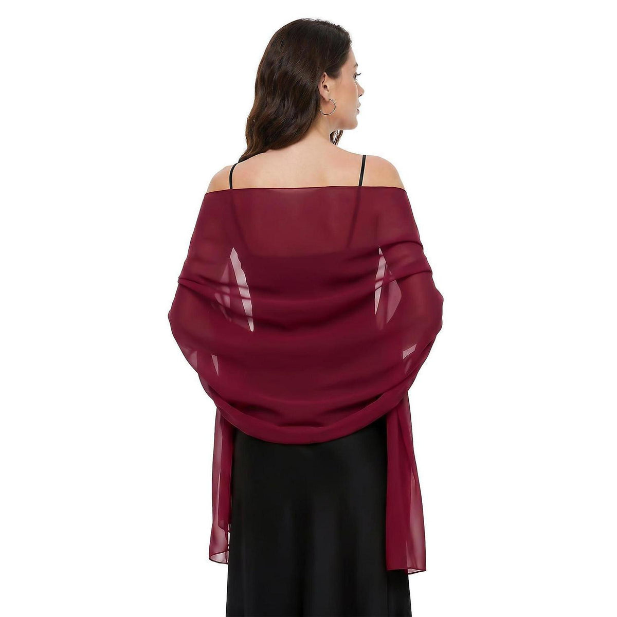 Chiffon Stola Damen Festlich leicht für Abendkleid Sommer Hochzeiten Burgunderrot