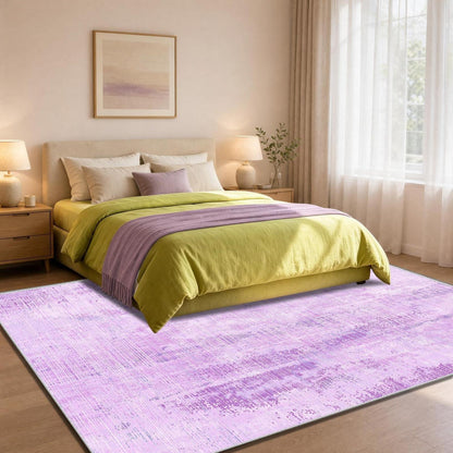 Vintage Teppich Lila 140x200cm – Weicher Kurzflor Wohnzimmerteppich