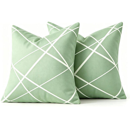 Samt Kissenbezug 40x40 Salbeigrün 2er Set Geometrisch