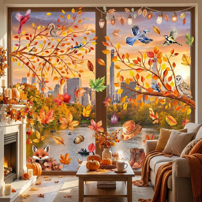 Herbst Fensterbilder 71-teilig - Fensterdeko Ahorn, Kürbis & Eule