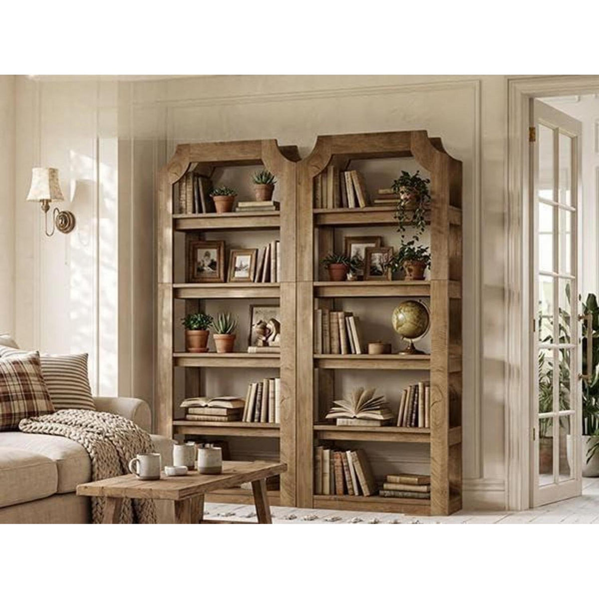 5-stöckiges Bücherregal 2er-Set, Vintage Landhausstil
