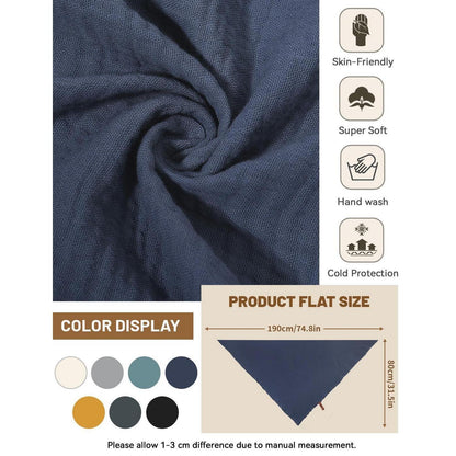 Musselin Dreiecksschal Damen Baumwolle Blau 190x80cm