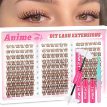 Braune Manga Lash Cluster Wimpern Extensions Set