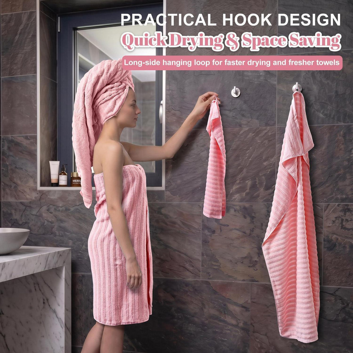 Kobete Handtuchset Rosa, 4-teilig – 100% Baumwolle