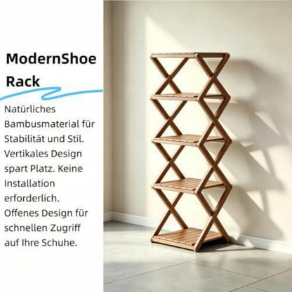 Klappbares Schuhregal Holz, Schmal & Platzsparend (Braun)