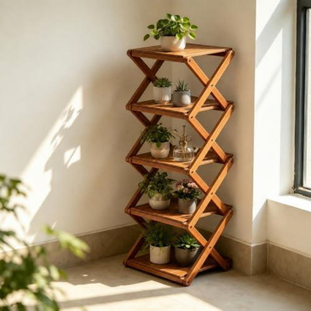 Klappbares Schuhregal Holz, Schmal & Platzsparend (Braun)