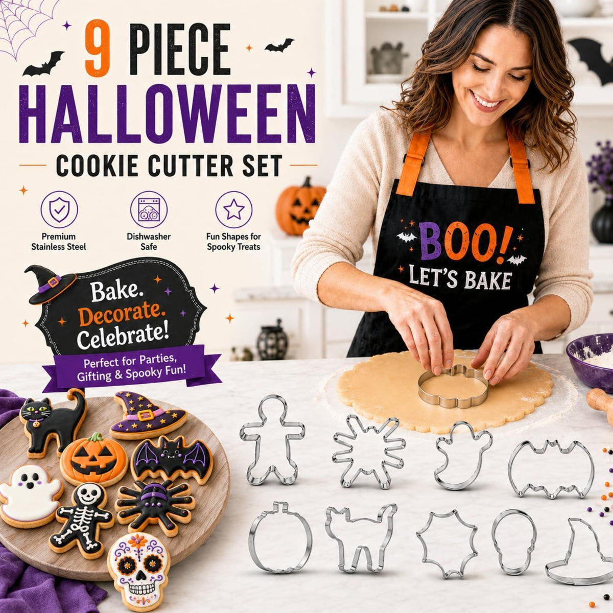 Halloween Ausstechformen Set Edelstahl 9-teilig
