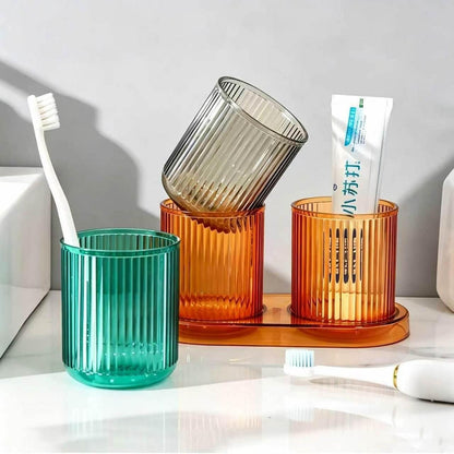 2er Set Zahnputzbecher Kunststoff – Transparent Grün
