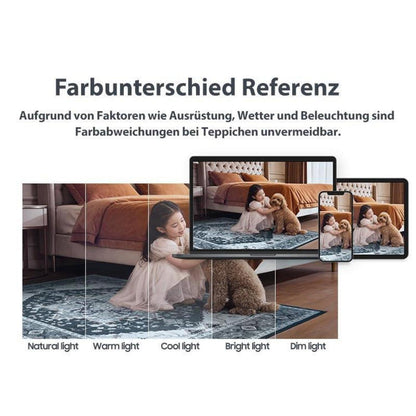 Vintage Teppich Schwarz Rechteckig 160x220cm Waschbar Wohnzimmer