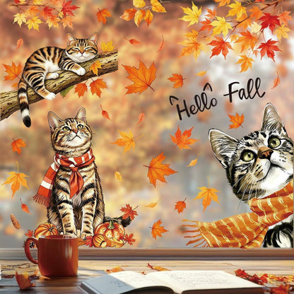 Herbst Fensterbilder PVC, 83 Stück Erntedank Deko, Ahornblatt Eichel
