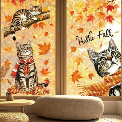 Herbst Fensterbilder PVC, 83 Stück Erntedank Deko, Ahornblatt Eichel