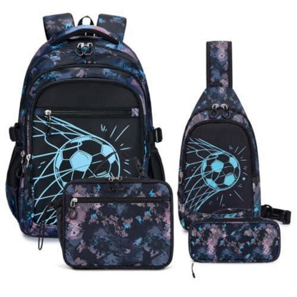 Schulrucksack Jungen 3. Klasse – Schwarz Türkis Fußball Set