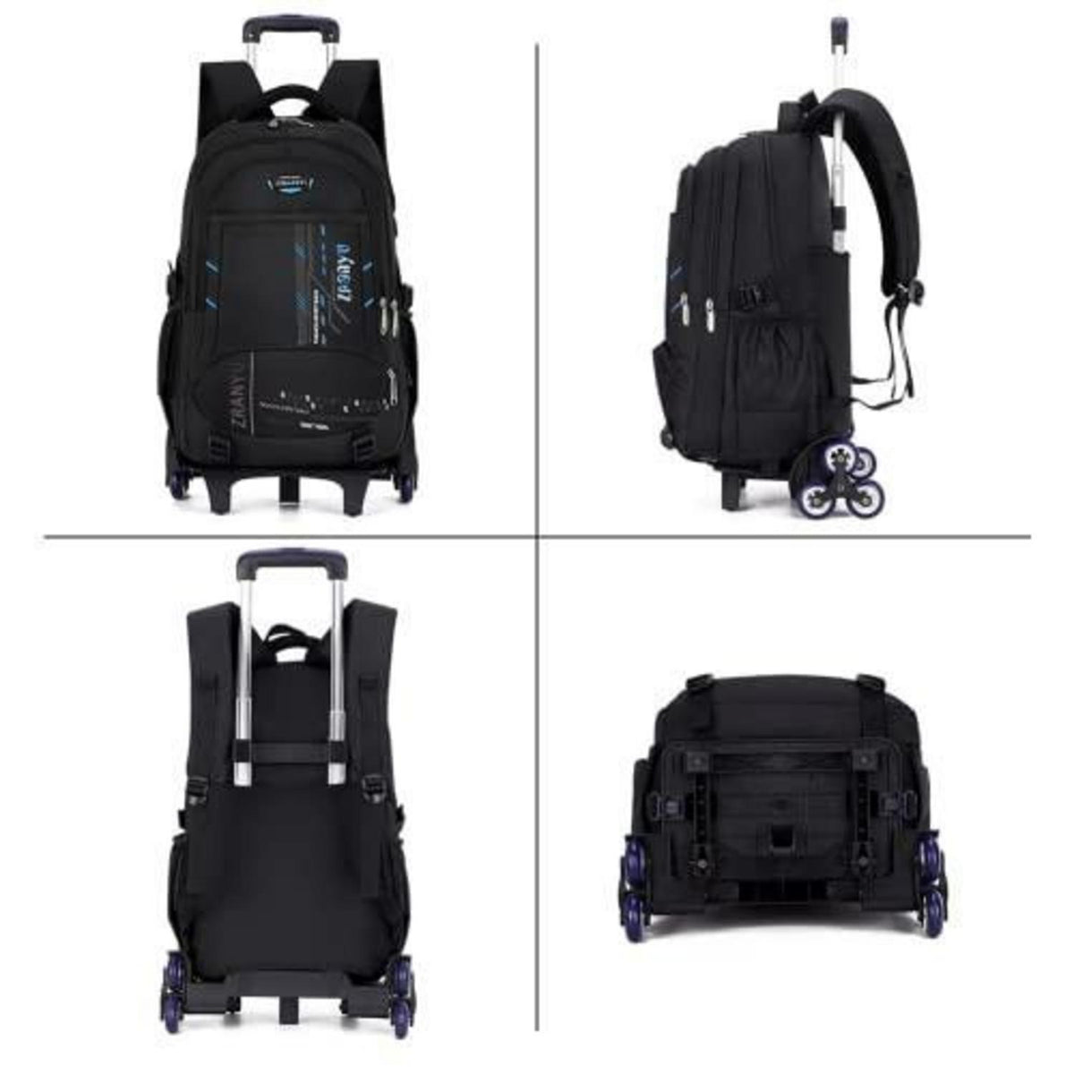Rucksack mit Rollen für Kinder – Schultasche mit Trolley, Blau